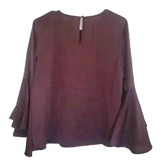 Ann Taylor Women's Burgundy Vino Polyester Charmeuse Bell Sleeve Top NEW - Picture 10 of 10